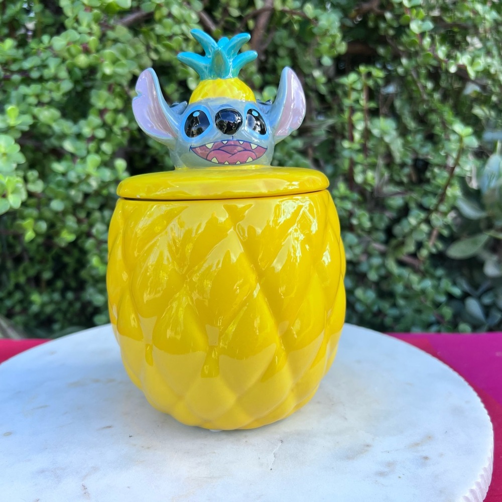Yellow Pineapple Stitch Ceramic Cookie Jar